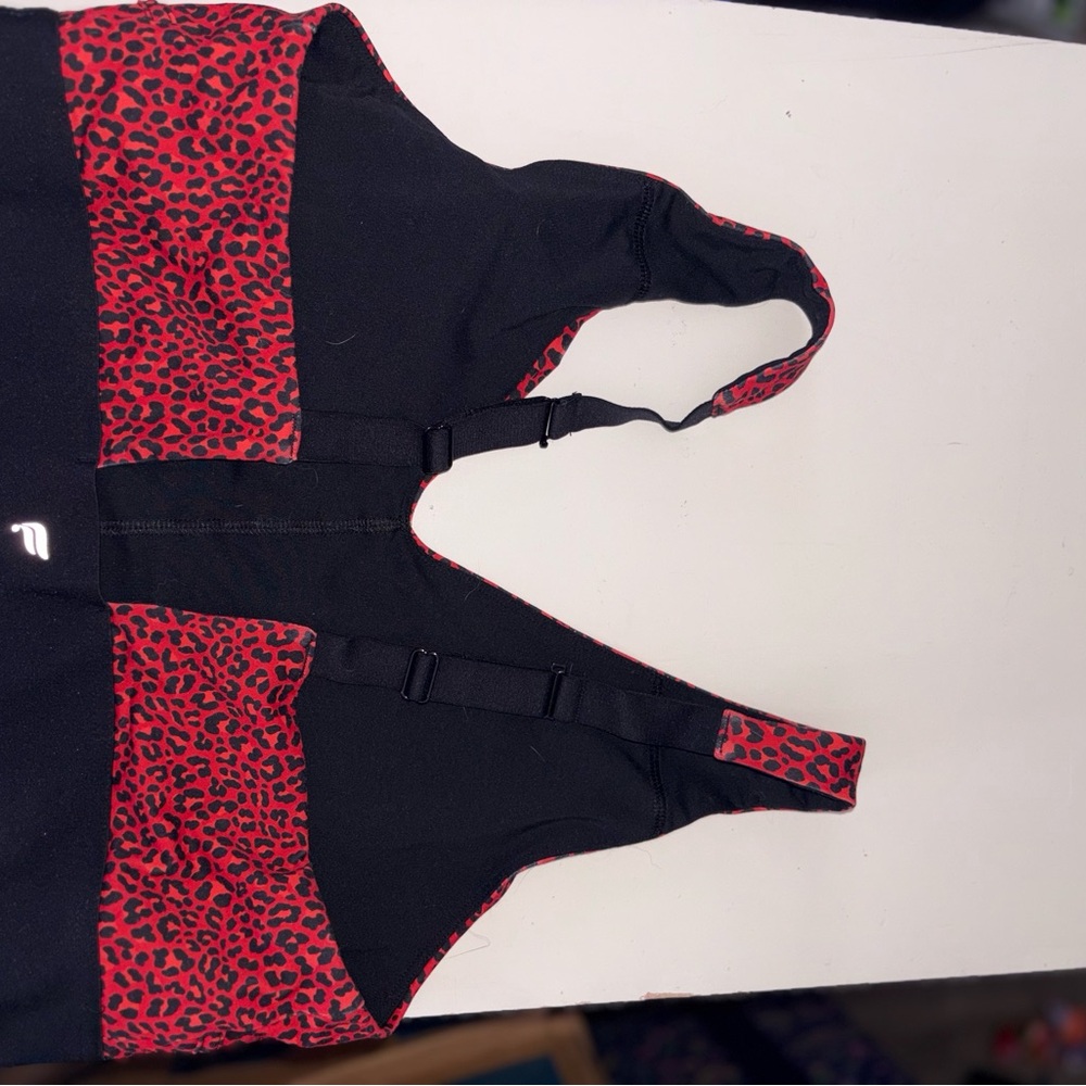 Fabletics Red And Black Patterned Bralette - image 2